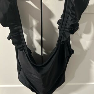 Black Ruffled Swimsuit
